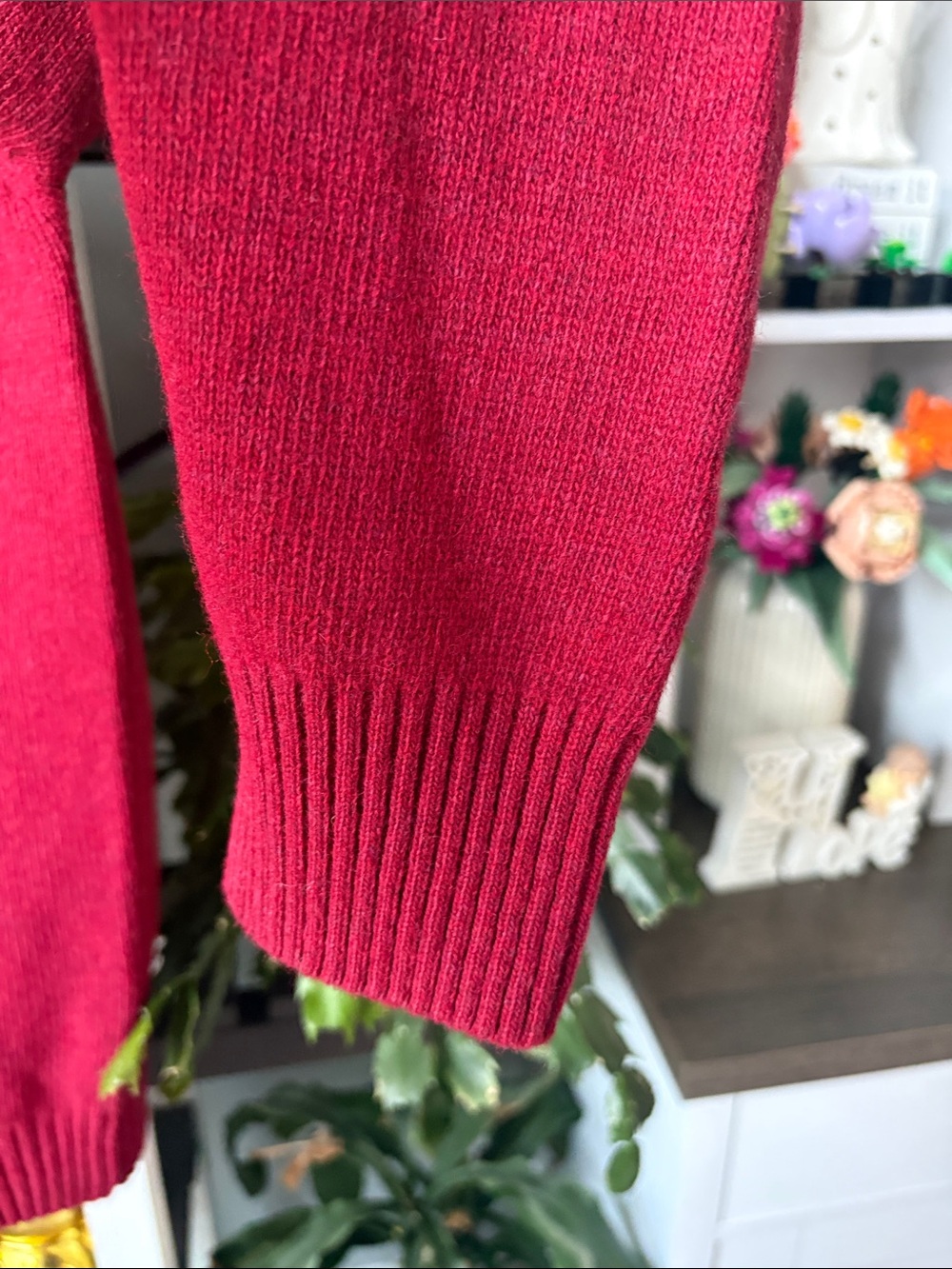 NWOT Men's Wool blend Half-Zip Sweater in Rich Raspberry - Picture 5 of 6